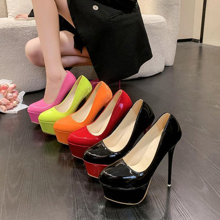 Sexy Stiletto Waterdigte Platform Vlakmond Internet Bekende Nagklub Skoene