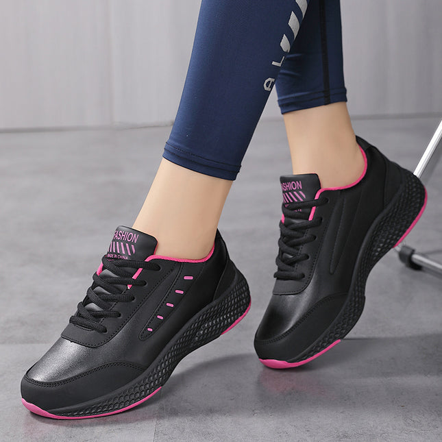 Leer Vroue Se Informele Sneaker Ronde Neus Plat Hak Vroue Se Hardloopskoene