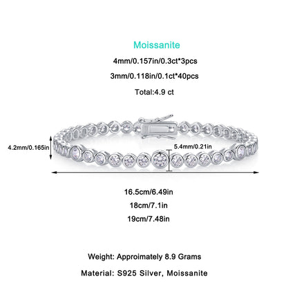 Set With Top-quality Moissanite, This Luxurious And Fashionable Light Luxury Trend Jewelry Silver Bracelet Is Made Of S925 Silver Electroplated With Platinum