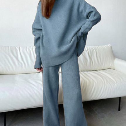 Long Sleeve Wide Leg Pants Fashion Loose High Collar