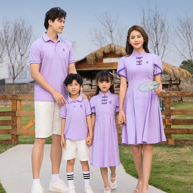 Hanfu Parent-child Clothing Chinese Style Short Sleeve Dress Suit