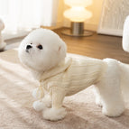 Beige Hooded Fur Ball / L