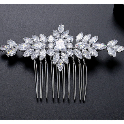 S925 Pure Silver Moissanite Fashionable New Bride Hair Comb Light Luxury Headwear