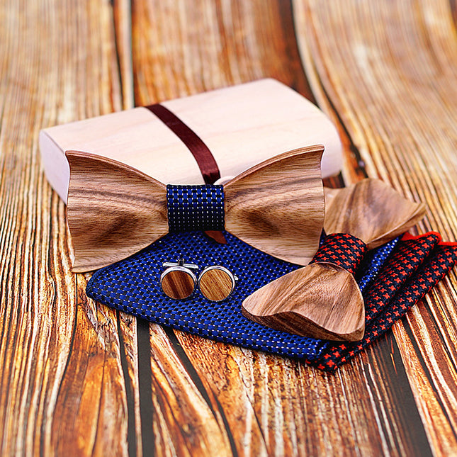Zebra wood wooden bow tie