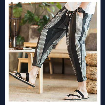 Chinese Style New Cotton And Linen Large Size Casual Youth Feet Japanese Men's Pants