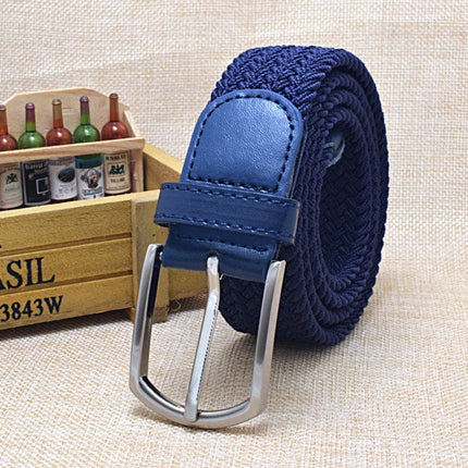 Men's Leather Canvas Woven Belt