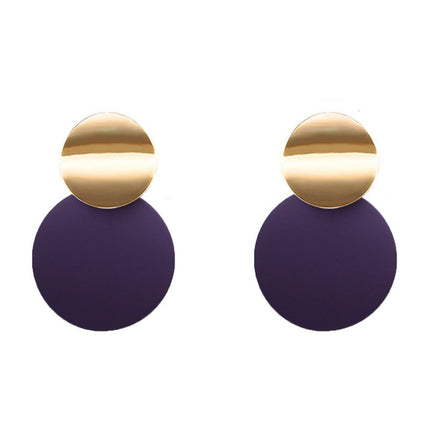 New Fashion High Sense Creative Asymmetric Size Round Metal Earrings