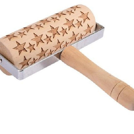 Push-Style Christmas Embossing Rolling Pin Printed Cookie Dough Stick Fondant Tool Baking Noodle Cake Dough Engraved Roller Q40