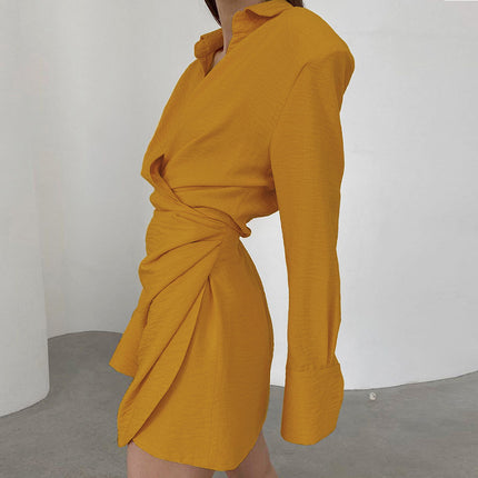 V-neck Sexy Irregular Commuter Long Sleeve Dress