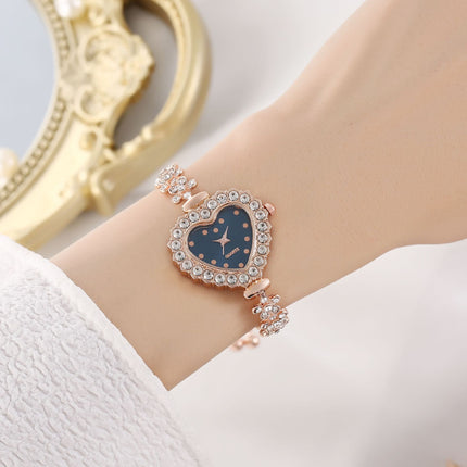 Blomketting Diamant-ingebedde Liefde Vroue se Elegante Alles-pas Horlosie