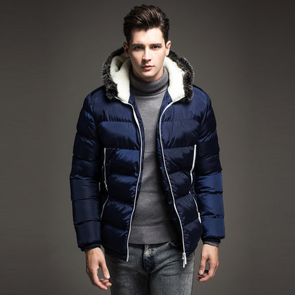 Men's Casual Patchwork Hooded Warm Jacket