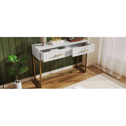Slaapkamerkaptafel met 2 Laaie 75 Cm Hoog, Laaikas Slaapkamer Hoëkas Wit Sykaste Laaikas Vir Slaapkamer, Wit H76.5 B100 D45 Cm