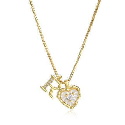 Diamond-encrusted Heart-and-letter Necklace Fashionable