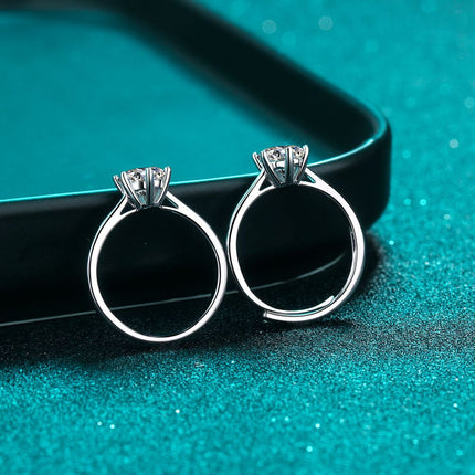 Moissanite 925 Sterling Silwer Plaat Ring Dogter