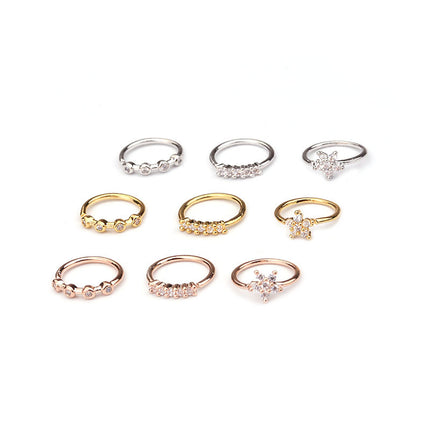 Cross border e-commerce hot selling zircon flower nose ring inlaid with zircon