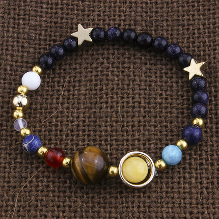 Heelal Sterrestelsel Agt Planete Sonnestelsel Voogster Natuursteen Krale Armband