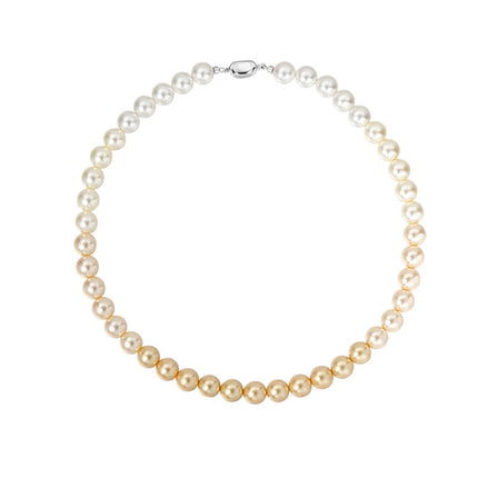 S925 Sterling Silwer Sluiting Halsnoer Met Australiese Wit Tee-geïnspireerde Goue Gradiëntkrale