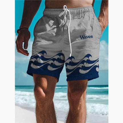 Men's 3D Digital Printing Beach Style Letter Design Shorts