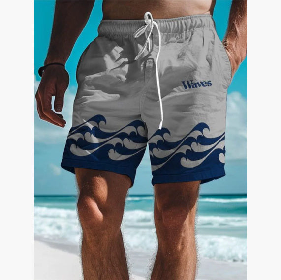 Men's 3D Digital Printing Beach Style Letter Design Shorts