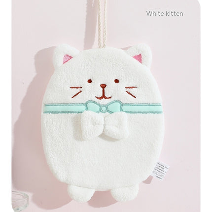 Hand Towel Hanging Cute Kitten Absorbent Lint-free Household Kitchen