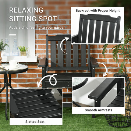 Weerbestande Patiostoel, HDPE Patio-Eetkamerstoel, Swaardiens Houtagtige Buitelugmeubels vir Tuin, Agterplaas, Dek, Stoep, Grasperk, Swart