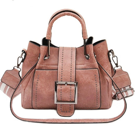 Double Leather Bucket Bag Handbag