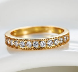 Eksklusiewe liefdesring Europese en Amerikaanse styl trouring 18K goud hoëgraad AAA sirkoonring