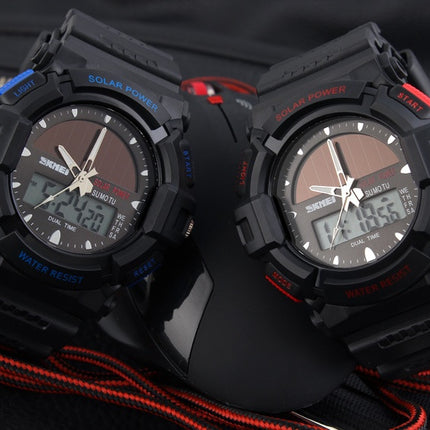 Time beauty personality solar watch fashion electronic double display waterproof outdoor sports men's watch student watch