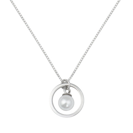 S925 sterling silver circle pearl necklace female Korean simple light bulb clavicle chain short sweet gas 7252