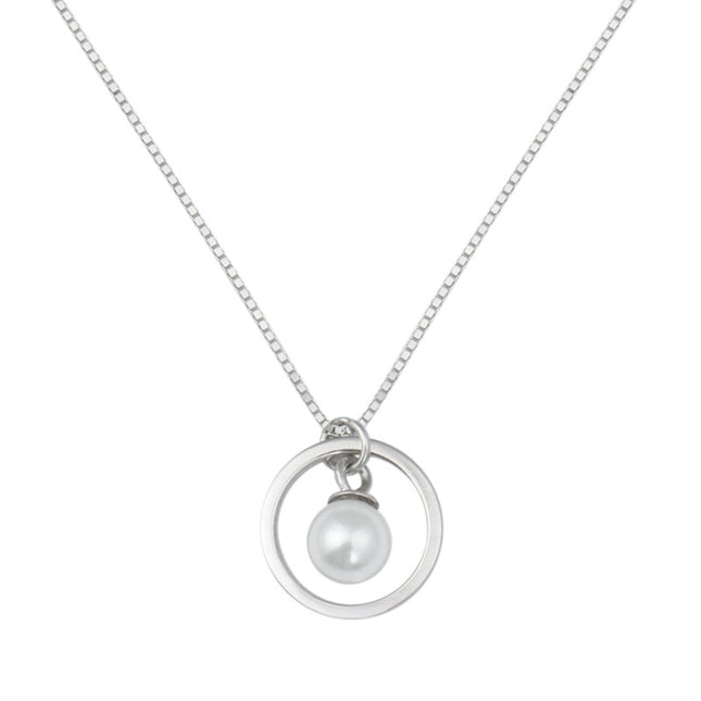 S925 sterling silwer sirkel pêrelhalssnoer vroulik Koreaanse eenvoudige gloeilamp sleutelbeenketting kort soet gas 7252