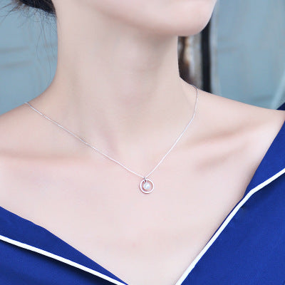 S925 sterling silwer sirkel pêrelhalssnoer vroulik Koreaanse eenvoudige gloeilamp sleutelbeenketting kort soet gas 7252