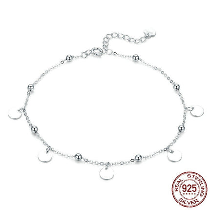 Ronde S925 Sterling Silwer Modieuse Witgoud-oortrekte Silwer Enkelband