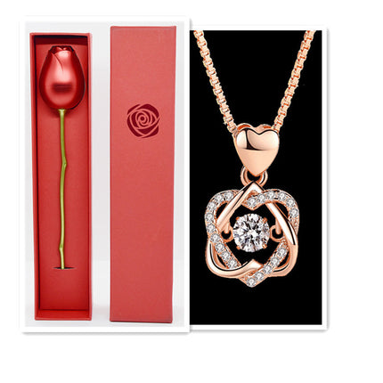 925 Silver Rose Gold Pendant Clavicle Chain