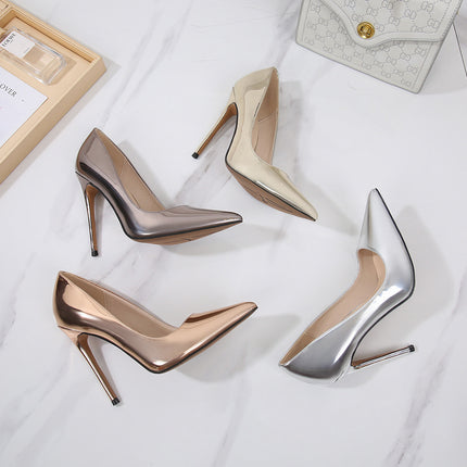 12cm French Style Small Heel Shoes Plus Size Pointed Toe Night