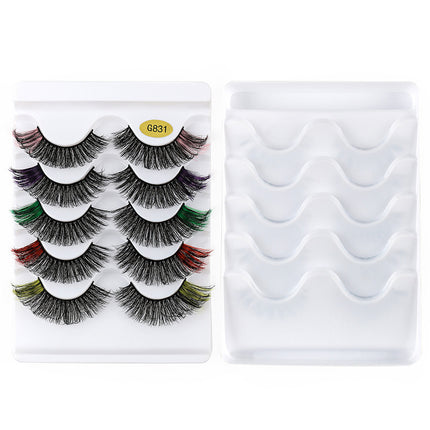 Color Natural Thick 5 Pairs Pack 3D False Eyelashes