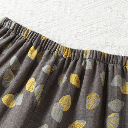 Pure Cotton Double-layer Sheer Men's Long Sleeved Jacquard Pajama Set