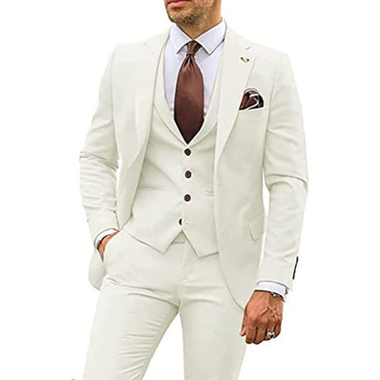 Men's Three-piece Slim-fit Dovetail Groom Dress