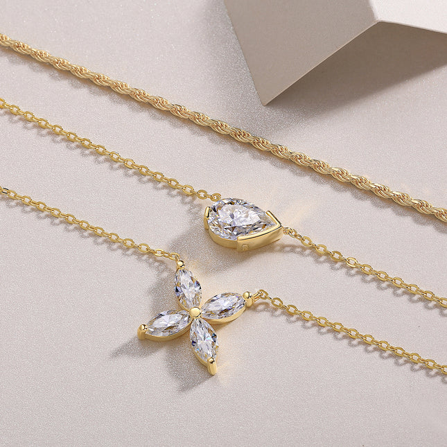 Peervormige Inlegsel Van Topgehalte Moissanite, Luuks En Modieus, Minimalistiese Tendens Juweliersware, Silwer Hanger Halssnoer, Kraagketting, S925 Silwer Ge-elektroplateer Met Goud