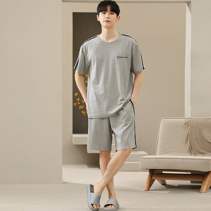 Men's Soft Short Sleeve 2 Casual Plus Size Pajamas Suit