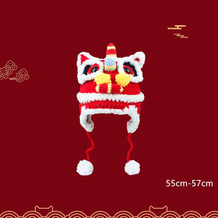 Hand-woven Parent-child Star Lion Autumn And Winter Warm Wool Hat Material Pack