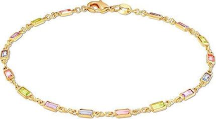 Colorful Women's Crystal Glass Round Oval Square Colored Anklet