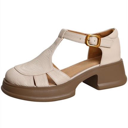 All-match Retro Small Chunky Heel Platform Ankle-strap High Heels
