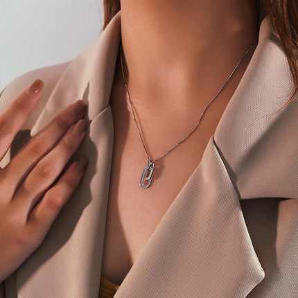 Interlocking Necklace Female Design 925 Sterling Silver Clavicle Chain