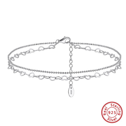 Yunlian Juweliersware S925 Sterling Silwer Eenvoudige Dubbellaag Silwer Halsnoer Enkelband