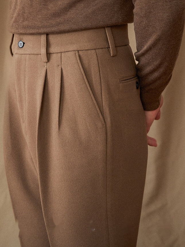 Winter Thickened Sanded Fabric Micro Straight Commute Leisure Suit Pants