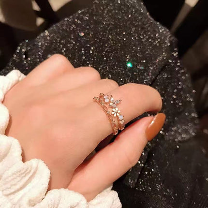 Silwer Sirkoon Vintage Persoonlikheidsring Vir Vroue, Pragtige Wysvingerring, Verstelbare Oop Ring Nuwerwets