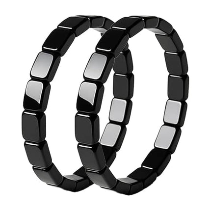 Vierkantige Swart Toermalyn Armband Mans Rekbare Gemengde-Styl Armband