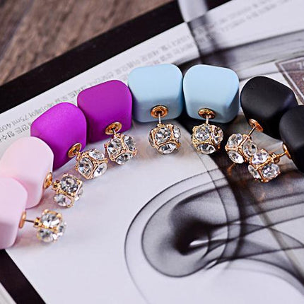 Candy-colored cube-shaped earrings