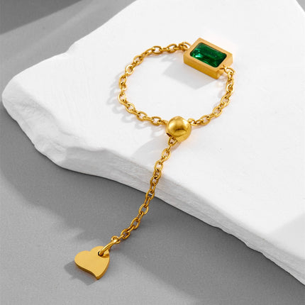 Modieuse En Elegante Groen Vierkantgesnyde Diamantring