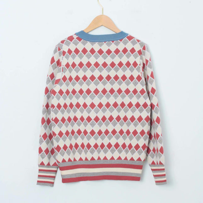 Women's slim T-shirt with diamond lattice sweater